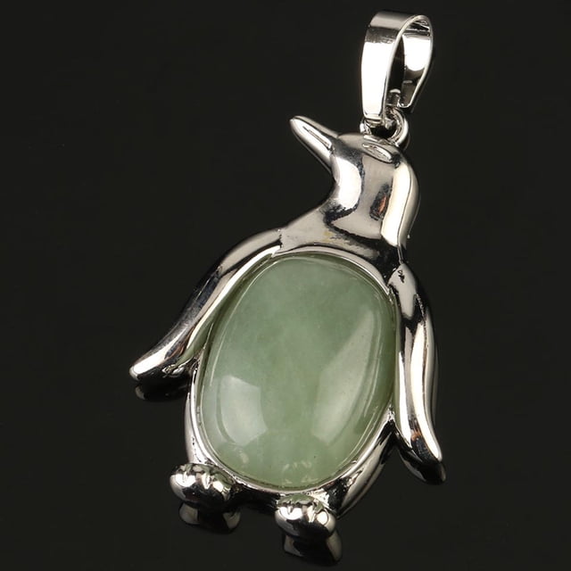 Collier Pendentif Pingouin Femme Pierre Naturelle Œil de Tigre Mignon Animal Homme