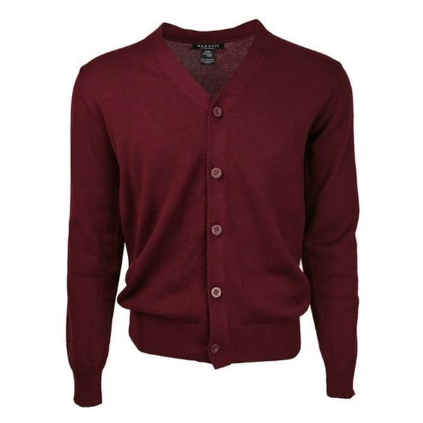 Burgundy Solid Cotton Cardigan Sweater S Men From Marquis - Walmart.com