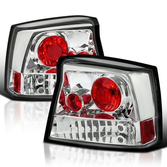 Spec-D Tuning Chrome Tail Lights Compatible with 2005-2008 Dodge Charger, Left Right Pair Assembly