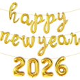 thumbnail image 1 of Globos Mokesova de Papel Metálico Dorado de 16" Feliz Año Nuevo 2026, 1 of 7