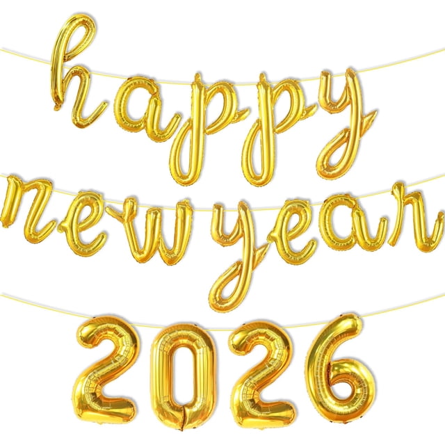 Globos Mokesova de Papel Metálico Dorado de 16" Feliz Año Nuevo 2026