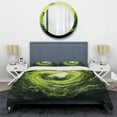 thumbnail image 3 of Designart "Neon Green Spiral Fusion II" Abstract Bedding Covert Set - Abstract Green Modern Bed Set With 2 Shams, 3 of 5