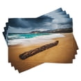 thumbnail image 1 of Ambesonne Sea Place Mats Set of 4, Beach with Stormy Weather, Standard Size, Blue and Ginger, 1 of 6