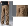 thumbnail image 6 of Big & Tall Cargo Pants for Men with Pockets Plus Size M-5X Straight Leg Trousers Solid Color Relaxed Elastic Mid Waisted Hiking Work Pant, 6 of 8