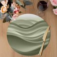 thumbnail image 3 of Sage Green Striped Round 13 Inch Placemats Set of 2, Modern Abstract Art Wave Moire Gradient HeatResistant Non Slip Place Mats for Dining Table, Wipeable Braided Kitchen Table Mats for Housewarming, 3 of 9