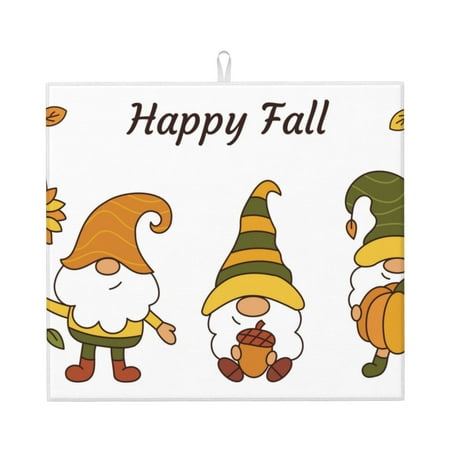 

Xecao Happy Fall Print Dish Drying Mat for Kitchen Counter Absorbent Coffee Bar Mat Dish Drainer Rack Mats Dining Room Decoration