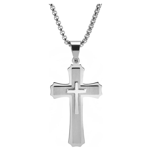 Guardurnaity Collar Cadenas colgantes cruzadas Decoración de moda Decoraciones Metal Joyería masculina para citas Fiesta Regalo Joyas Suministros Ropa, zapatos y accesorios Miscelánea Color Acero