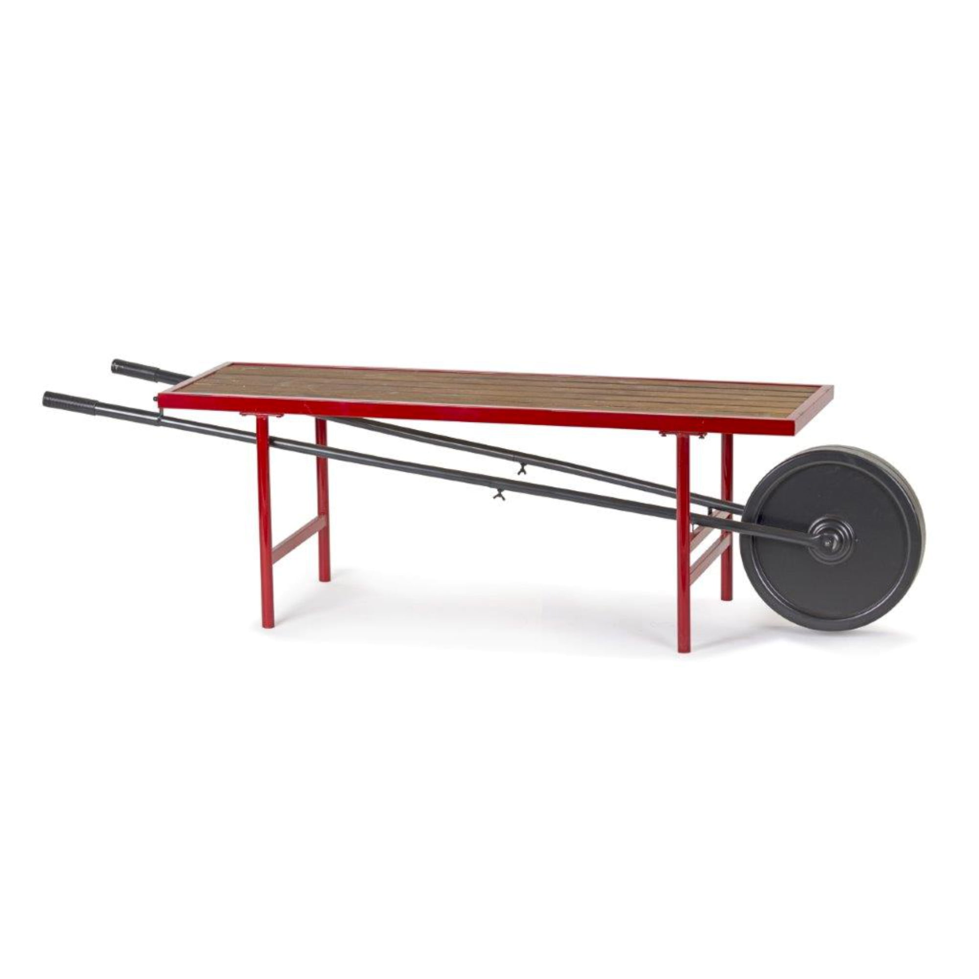 Wheelbarrow Table 68"L x 18"H Iron/Wood