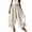 Beige, variant on Women's High Waist Balloon Harem Pants - Elastic Waist Ruffle Hem Wide Leg Cropped Casual Lounge Pants Beige L