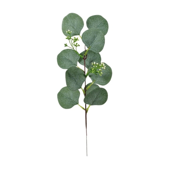 1Pcs Artificial Eucalyptus Stems Fake Eucalyptus Faux Greenery Leaves 17 Inches Silver Dollar Eucalyptus Fake Plant Decor Silk Eucalyptus Branches Artificial Greenery Plant