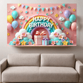 thumbnail image 6 of Yatrandify Colorful Design Birthday Banner Rainbow Theme Polyester Material Celebration Backdrop for Birthday Party Kids Event Indoor Decoration, 6 of 7