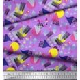 thumbnail image 2 of Soimoi Purple polyester Crepe Fabric Circle & Triangle Geometric Print Fabric by Yard 42 Inch Wide, 2 of 3