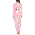 thumbnail image 3 of FOR U DESIGNS Cartoon Corgi Pajamas for Women Set Long Sleeve Nightwear for Women Set of 2 Size XL Sleepwear Long Crew Neck Tops and Pants for Women Loungewear Fall, 3 of 6