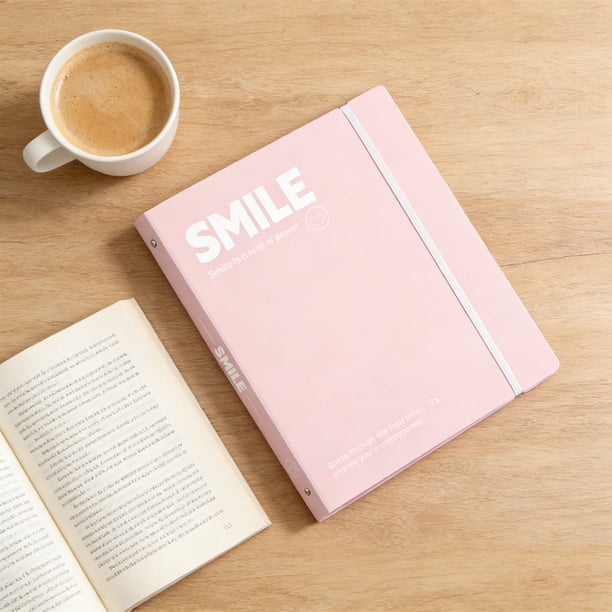 CaiYueKe A4 3 Ring Binder Cover with Elastic Bands Loose Leaf Notebook Shell Plastic Document Storage Folder for Office Home Organizer Portable Pen Clip Lightweight Durable Filing System