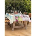 thumbnail image 4 of 54x80 Inch Outdoor Tablecloth with Umbrella Hole Zipper Rectangle Easter Rectangular Tablecloths Outside Waterproof Spring Watercolor Bunny Eggs Flowers Pink Plaid Patio Table Cover for Picnic Party, 4 of 8