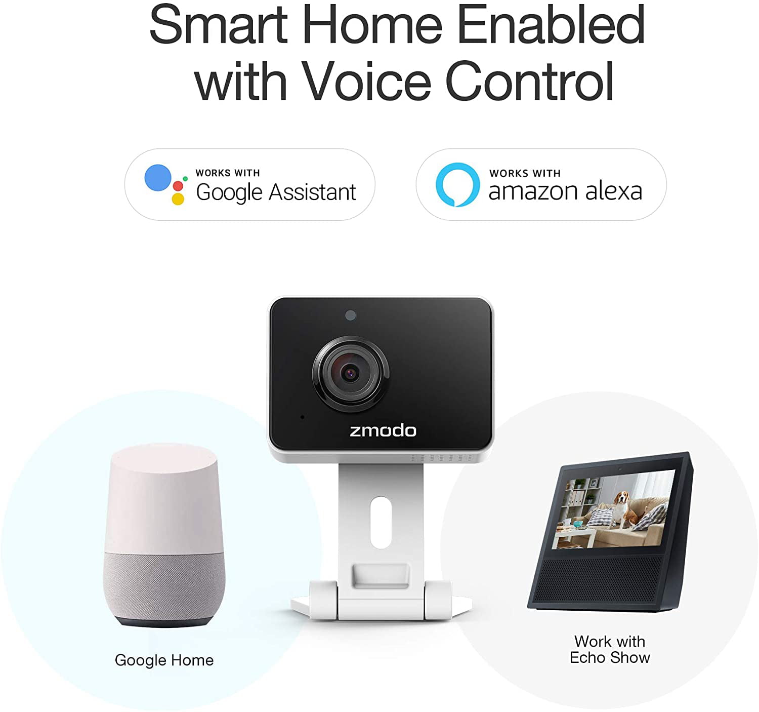 Motion Detection Work with Alexa Zmodo Mini Pro 1080p Indoor Home Security Camera Wireless Baby Monitor Pet Cam Nanny Camera Two-Way Audio Night Vision 