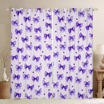 jejeloiu Chic Bowtie Bowknot Blackout Curtains Set of 2 (52x84 Each),Cute Polka Dots Window Curtains,Purple Heart Loves Curtains and Drapes For Girls,Luxury Bedroom Decor