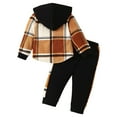thumbnail image 5 of Quealent Toddler Boy Clothes Plaid Button Down Long Sleeve Hooded Shirt Tops Pants with Pockets 2Pcs Fall Winter Outfits Black for Size 4-5 Years, 5 of 8