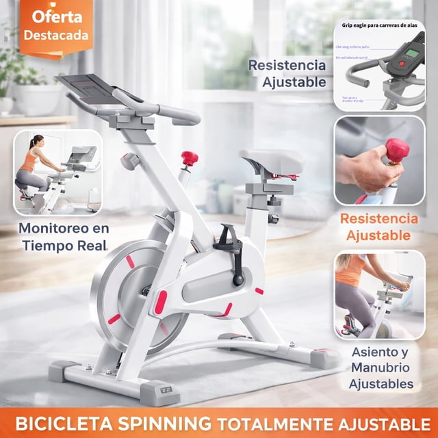 Bicicleta de Ejercicio Estática Profesional Spinning Color Blanco