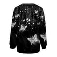 thumbnail image 4 of LGASWYX Womens Summer Tops Women's Round Neck Long Sleeve Casual Hollow Butterflies Print Top Blouse Womens Tee Shirts, 4 of 5