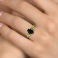 thumbnail image 4 of Gem Stone King 925 Silver and 10K Yellow Gold Black Sapphire and Green Peridot Engagement Ring for Women | 3.33 Cttw | Oval 9X7MM | Gemstone September Birthstone | Size 9, 4 of 6