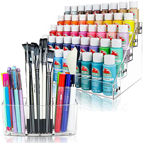 96 Holes Paint Brush Holder Pen Pencil Brush Holder Plastic Display Desk Plastic Detachable Pensholder Lattice Square Penholder Art Brush Organizer