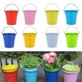thumbnail image 2 of Zehuanyu 8pcs Iron Hanging Flower Pots Balcony Garden Pots Wall Metal Bucket Flower Holders (Random Color), 2 of 5