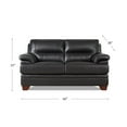 thumbnail image 4 of Hydeline Luxor Top Grain Leather Loveseat Black with Tapered Legs Memory Foam and Springs Seating, 4 of 8