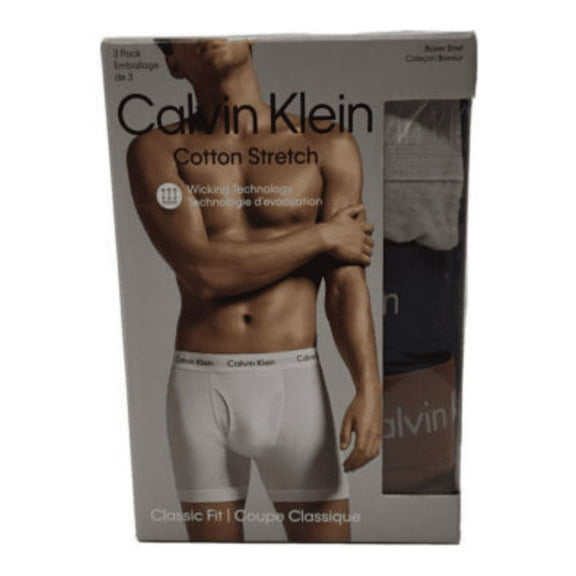 Calvin Klein Men's Underwear Cotton Stretch 3- Pack Boxer Brief, Multicolor, Md