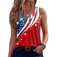 thumbnail image 2 of 250th Anniversary Tank Top for Women 1776-2026 - Patriotic Geometric USA Flag V-Neck Sleeveless Tee - Casual Loose Fit Graphic Top for Independence Day Party Red L, 2 of 6