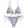 thumbnail image 1 of Conjunto de bikini HUOGUO para mujer, sexy, con estampado de puntos, corte alto y cordones, 1 of 4