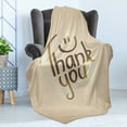 thumbnail image 4 of Thank You Soft Flannel Fleece Throw Blanket, Simple Typography with Smiling Face Sign Grunge Backdrop Cheerful, Cozy Plush for Indoor and Outdoor Use, 50" x 60", Beige Umber, by Ambesonne, 4 of 5