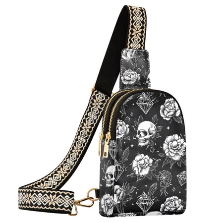 ALAZA Tattoo Skeletons-a2 Sling Bag for Women Men Waterproof Crossbody Chest Bags