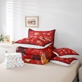 thumbnail image 6 of Feelyou Romantic Red Rose Bedding Comforter Set 7pcs for Girl, Spring Flower Botanical King Bedding Sets, Retro French Style Reversible Bed Sheets, Breathable Home Decor, 6 of 8