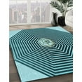 thumbnail image 3 of Ahgly Company Machine Washable Indoor Square Transitional Blue Diamond Blue Area Rugs, 3' Square, 3 of 7