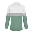 thumbnail image 7 of WTOBBY Women's Retro Print Polo Shirt - Long Sleeve Casual V-Neck Zipper Detail Tops for Women, Spring Fall Fashion Comfort Stretch Fabric,Mint Green M, 7 of 7