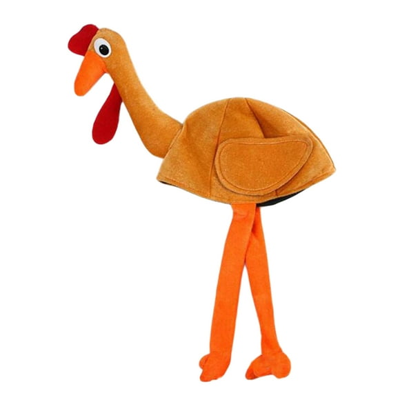 Mialoley Funny Plush Turkey Hat, Cartoon Hat with Long Legs for Thanksgiving