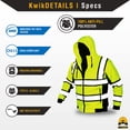 thumbnail image 4 of KwikSafety (Charlotte, NC) SAGE Safety Jacket (PREMIUM QUILTED Stitching) Class 3 Hi Visibility Water Resistant ANSI OSHA High Vis Reflective Hoodie Winter Construction Gear Men | Yellow 2XL, 4 of 6