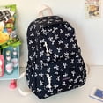 thumbnail image 3 of HUISZJ Bow Print School Backpack, Creative Preppy College Backpack, Middle School Bag for Travel Commute Work (Black), 3 of 9