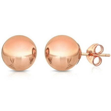 earrings gold 14k ball stud rose 8mm solid classic