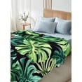 thumbnail image 4 of Palm Leaf California King Size Flat Sheet, Wrinkleproof & Fadeproof Cooling Flat Bed Sheet Only, Green Tropical Plant Summer Nature Scenery Breathable Soft Bedding Top Sheets 108 x 98 Inches, 4 of 8