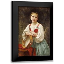Bouguereau, William-Adolphe 13x18 Black Modern Framed Museum Art Print Titled - Basque Gipsy Girl With Tambourine