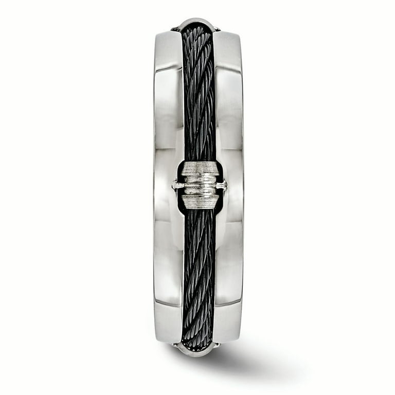 Edward Mirell Steel & Black Cable 7mm Band Edward Mirell Steel & Black Cable 7mm Band
