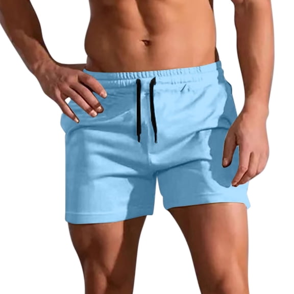 Hrsba Men's Shorts,Solid Color 3 Length Beach Shorts for Fitness Track and Field Running Sessions