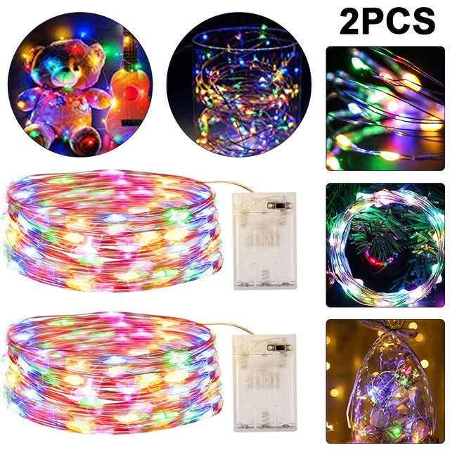 Guirnalda Luces LED 2m para Habitación Navideña Noche Hadas Color 2 Uds.