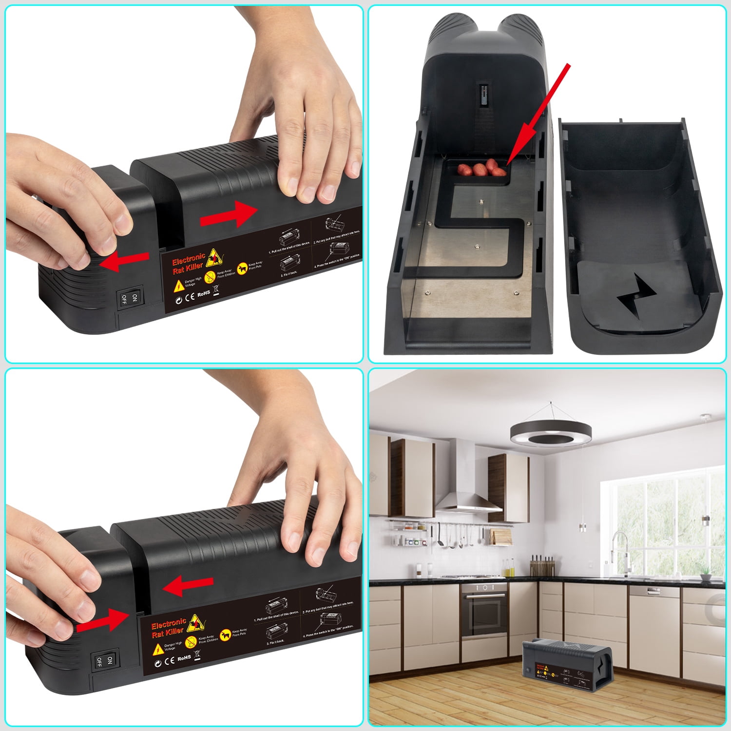 MK08 Electric Mouse Trap 2 Pack, Mouse Traps Indoor for Home, Rat Trap, Rat Poisoning for Inside, Electric Mouse Trap Zapper, Electric Rat Trap, Get Rid of Mice Permanently