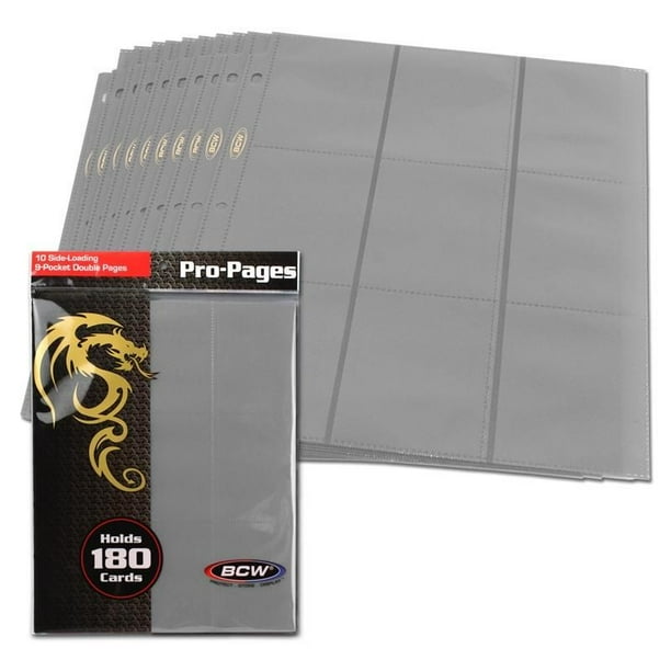 10 BCW GAMING SIDE LOADING 18POCKET PRO BINDER PAGES MTG GRAY