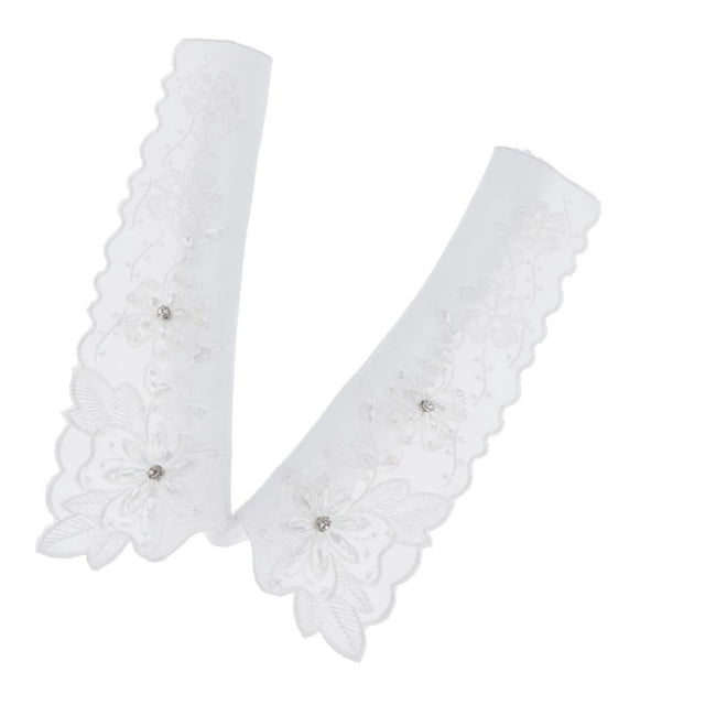 Tachiuwa Collier Ras du Cou Détachable en Fausse Fourrure Fleur en Strass - Blanc