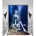 thumbnail image 1 of EREHome Polyester Fabric Waterloggoed Skeleton Backdrop 5x7ft Photography Backdrop Skull Under Water Pebble Video Studio Props, 1 of 3