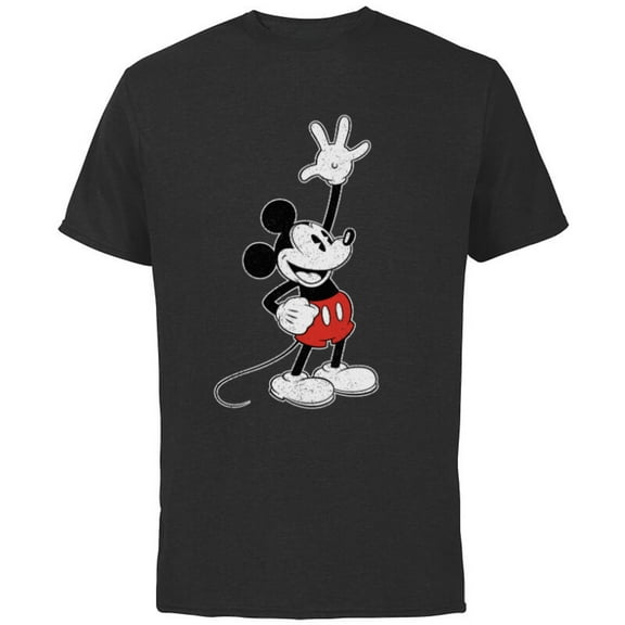 Disney Vintage Mickey Mouse Hey There - Short Sleeve Cotton T-Shirt for Adults - Customized-Black